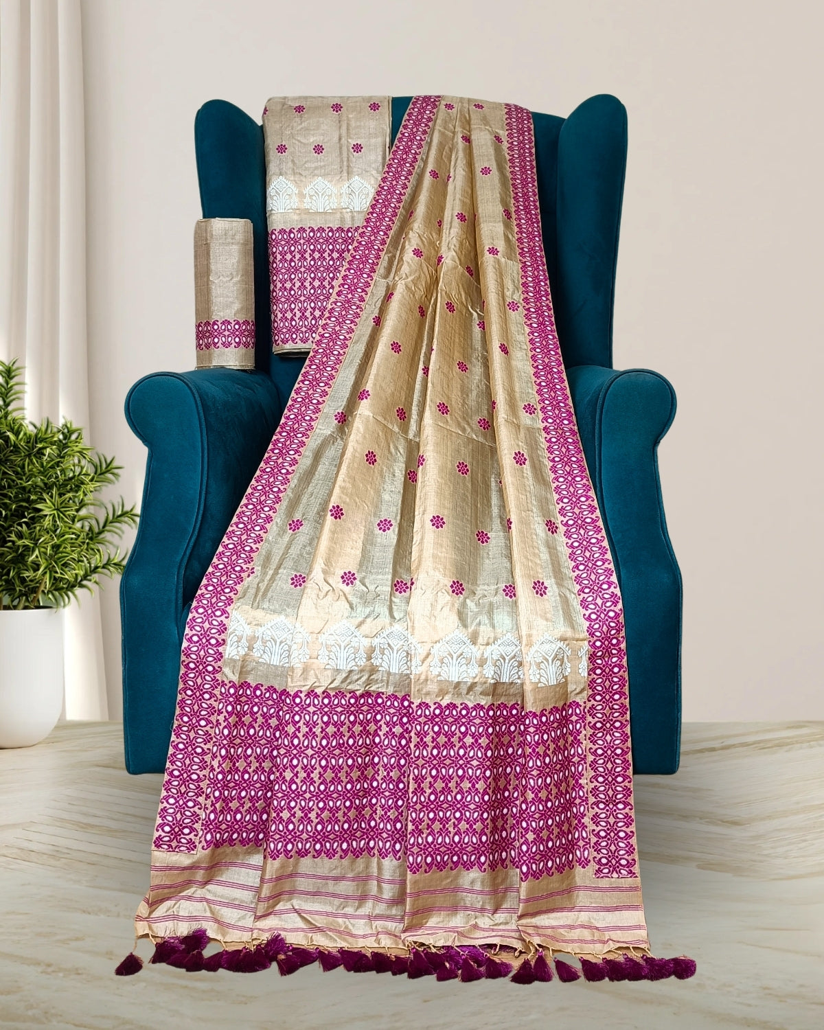 Tussar silk mekhela sador