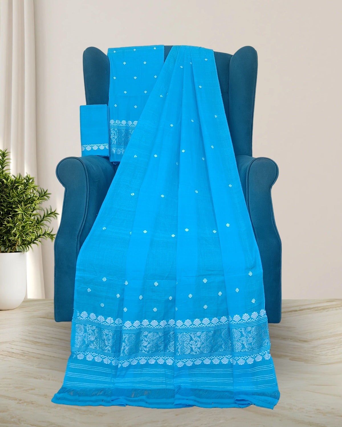 Mercerised cotton mekhela sador