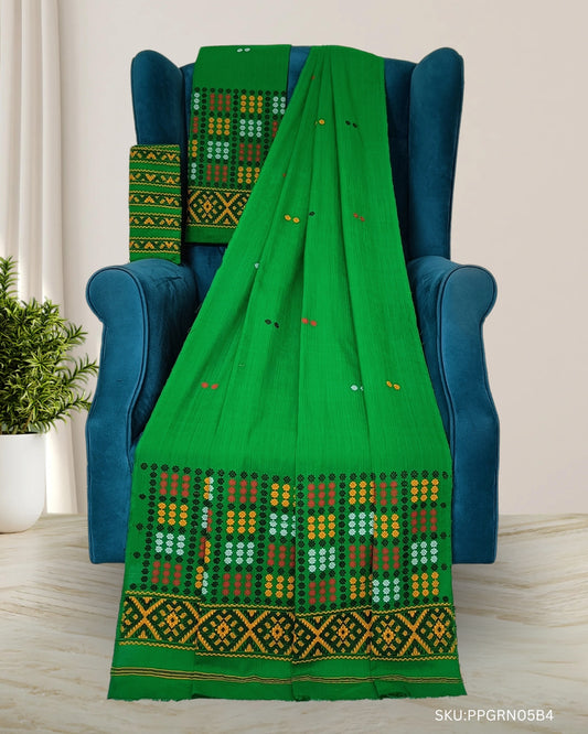 Green padmini cotton Mising mekhela chadar