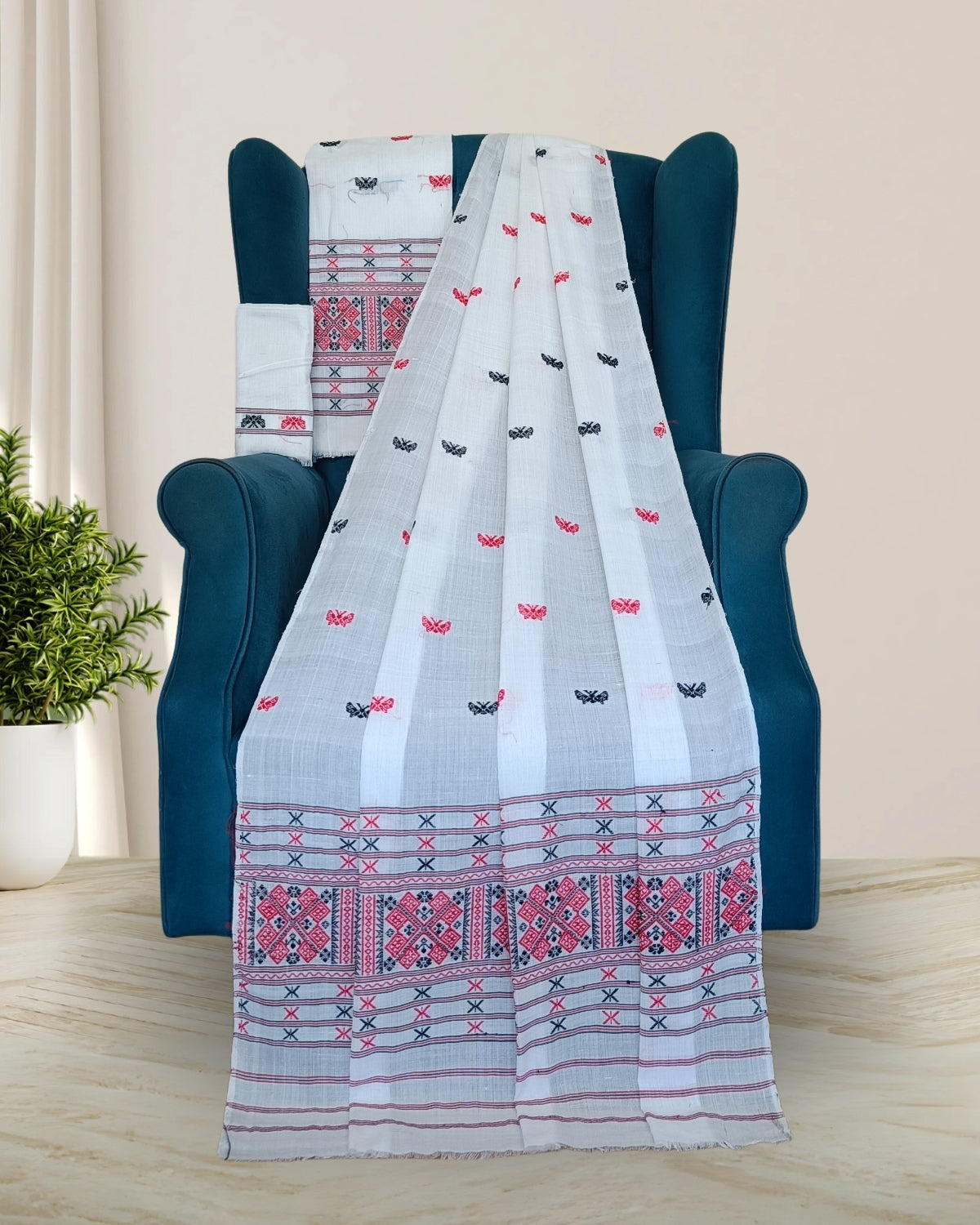 Butterfly design padmini cotton Mising mekhela sador