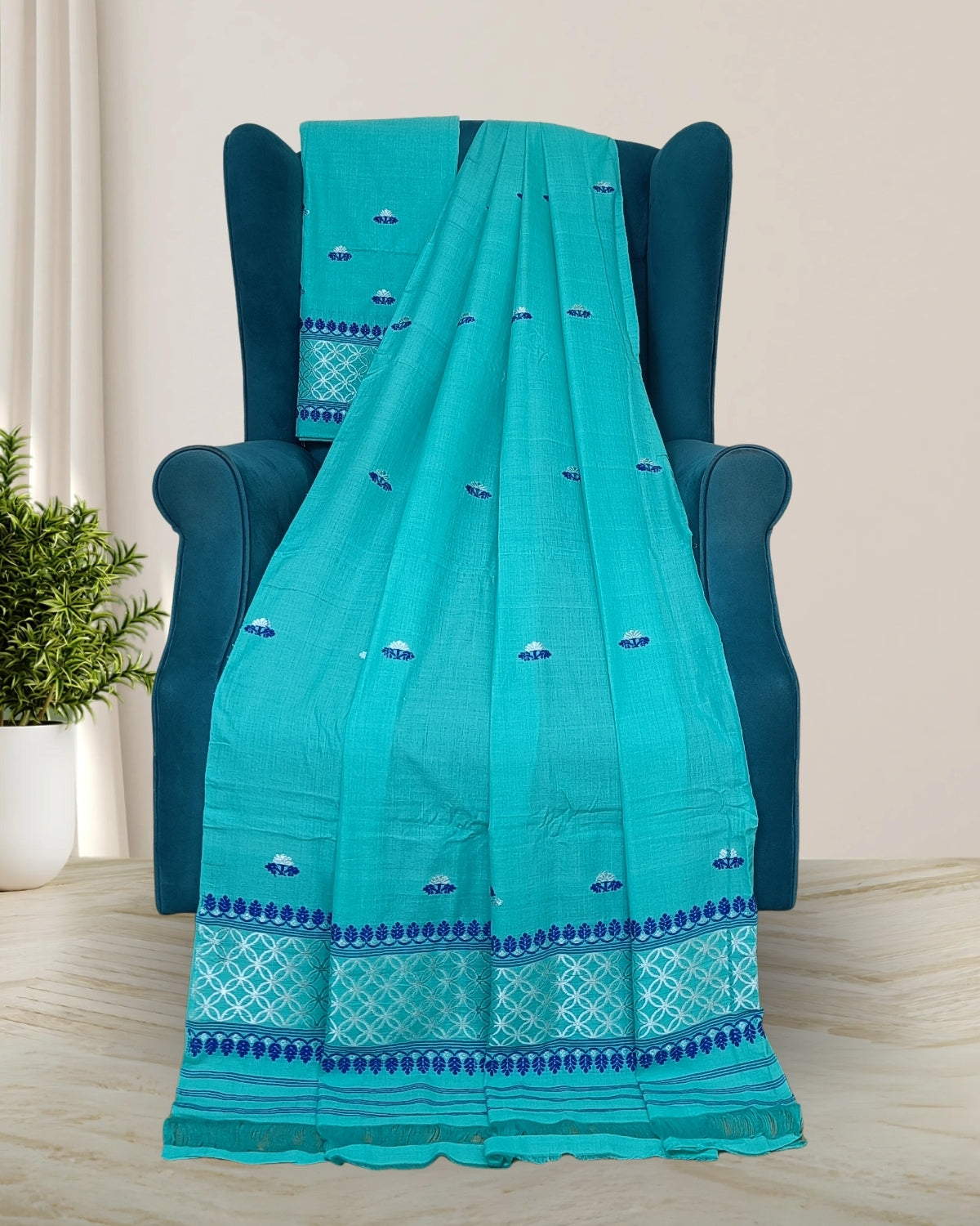 Mercerised cotton mekhela sador