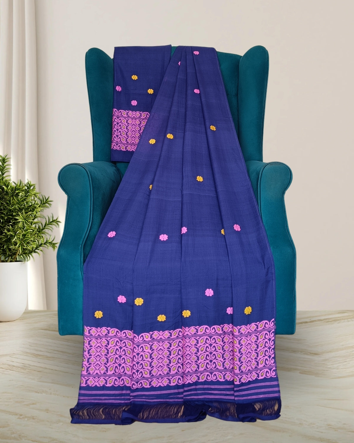 Mercerised cotton mekhela sador