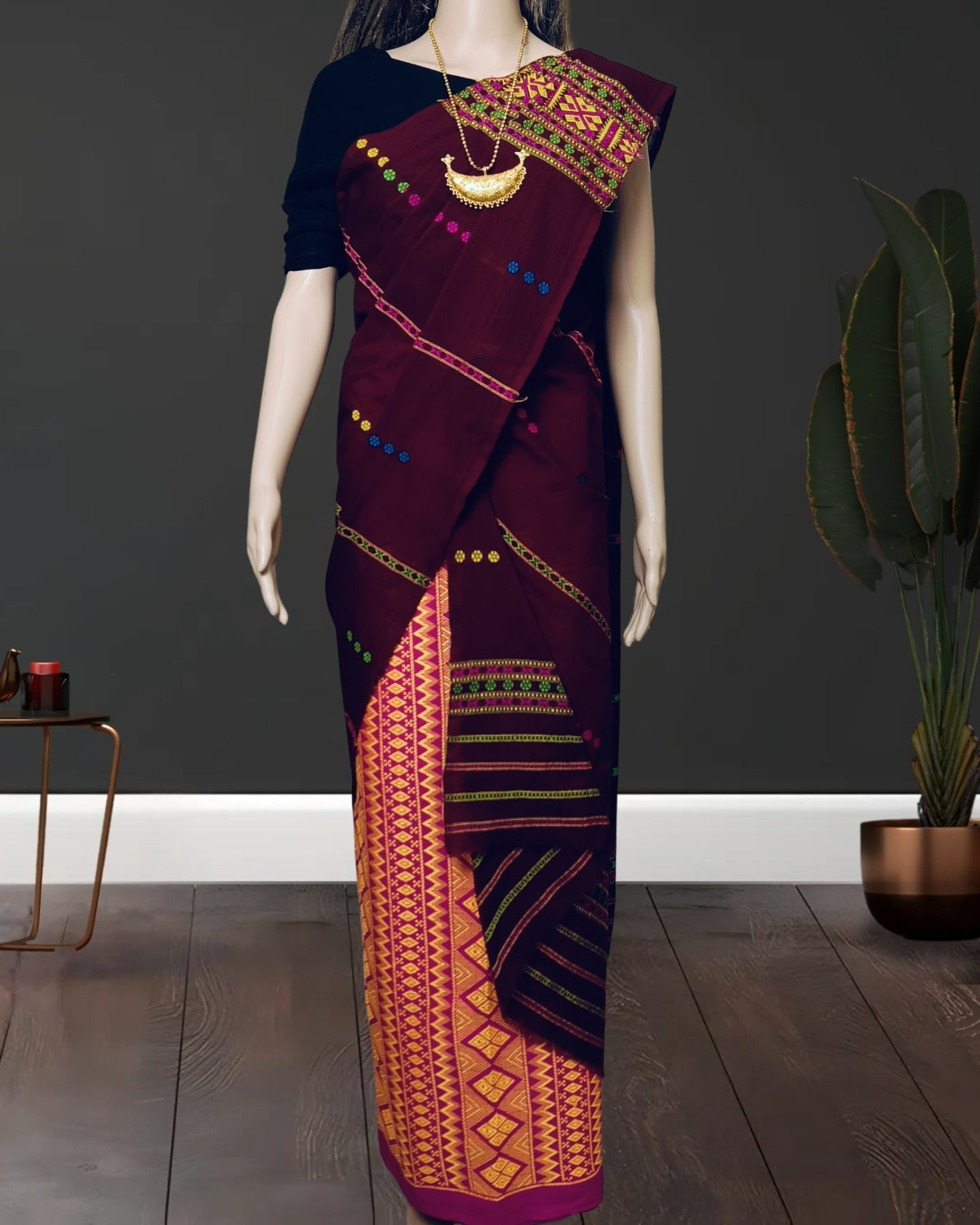 Gero design padmini cotton single sador - Brown