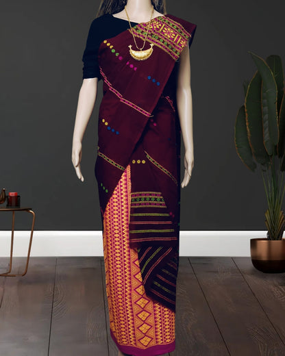 Gero design padmini cotton single sador - Brown