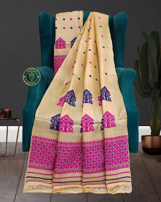 Tussar silk mekhela chadar