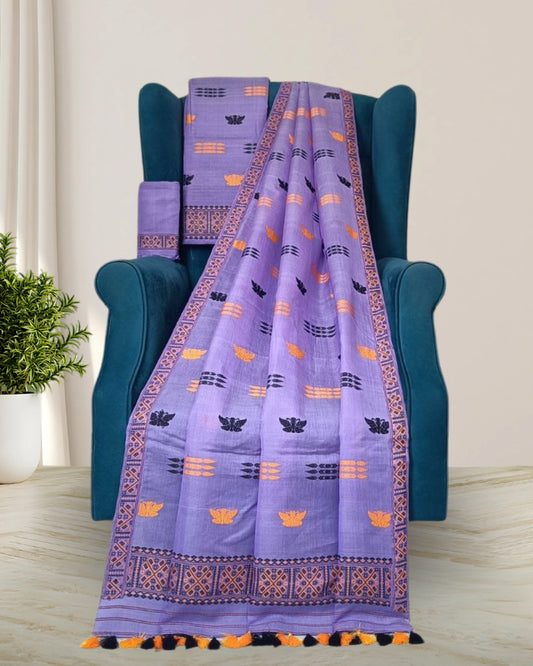 Butterfly design semi nuni mekhela sador-Purple