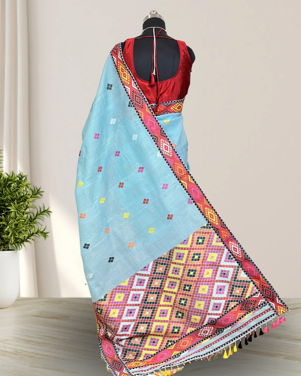 Semi nuni Mising mekhela sador- DMC motifs
