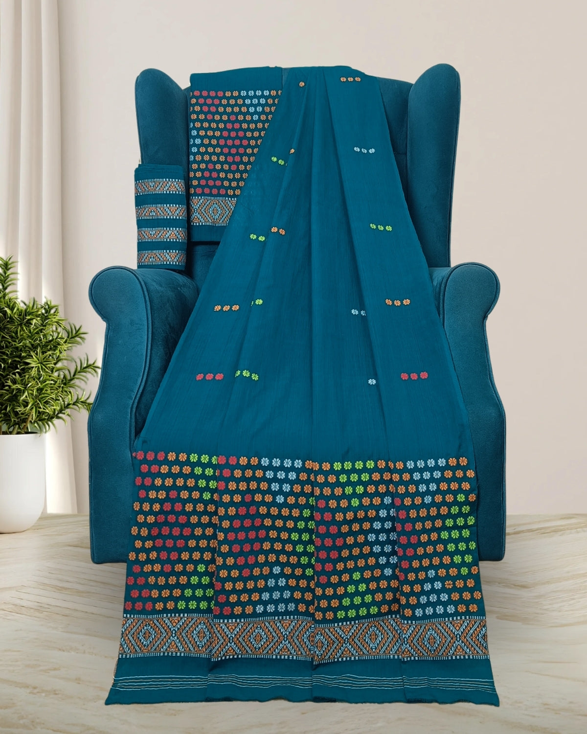 Padmini cotton Mising mekhela sador -Green