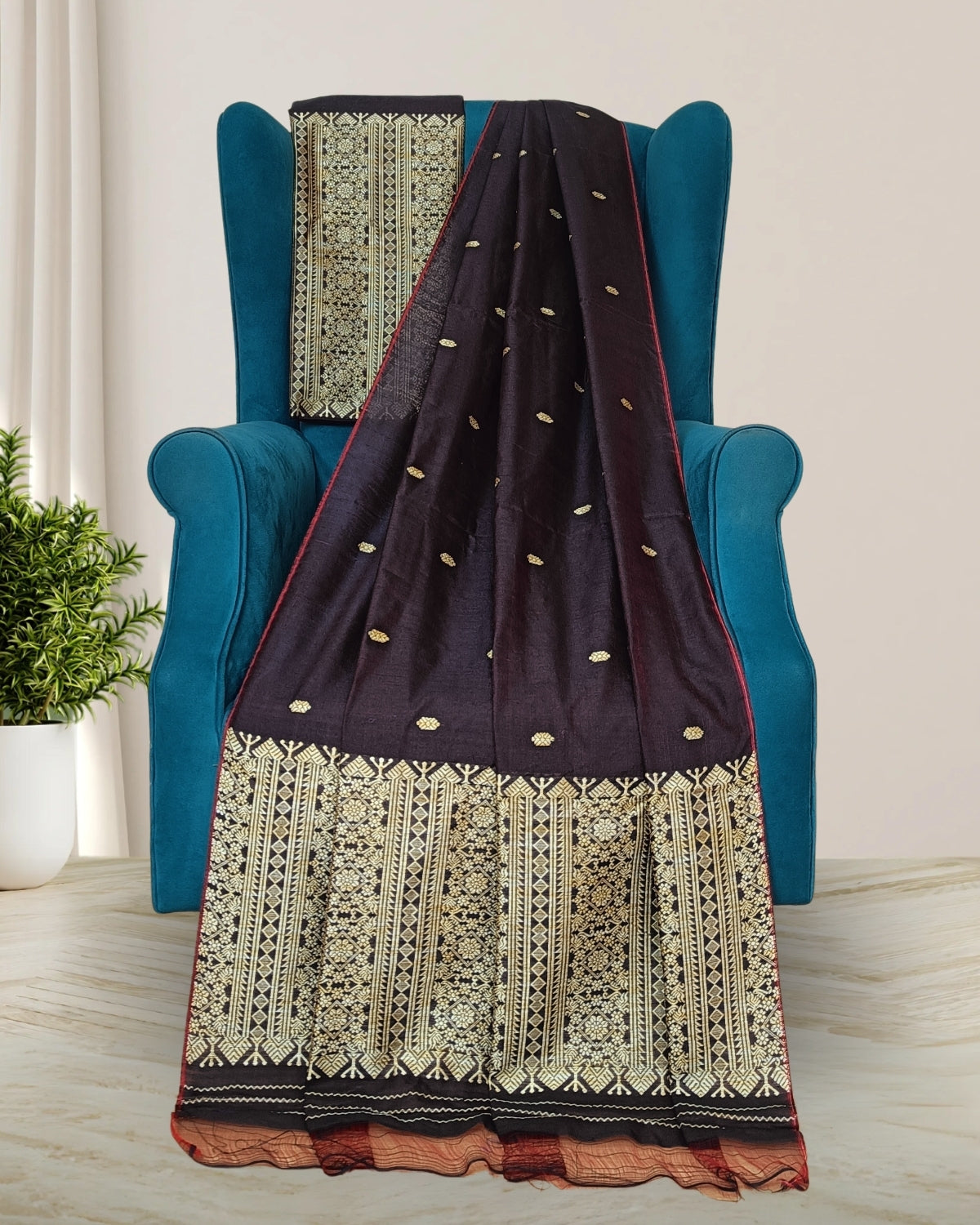 Staple cotton mekhela sador