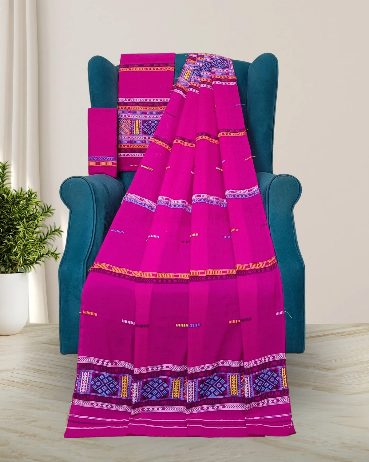 Gero design Mising mekhela sador - Pink
