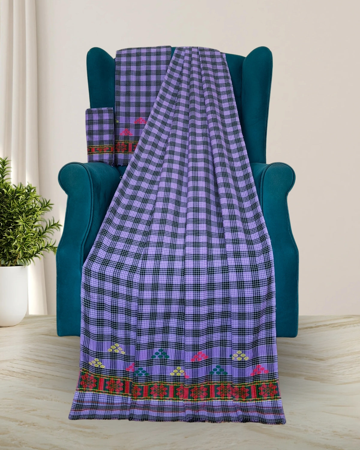 Pajok design Mising mekhela sador - Purple
