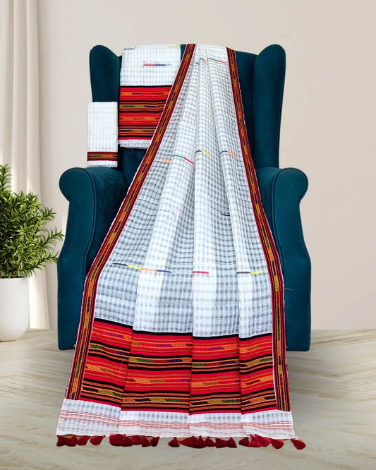 Semi nuni Mising mekhela sador -White kesh bosa