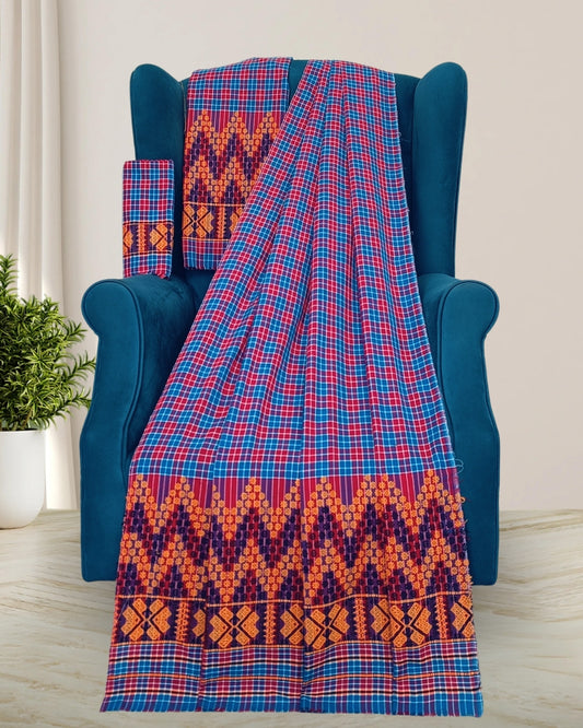 Pajok design Mising mekhela sador-Blue