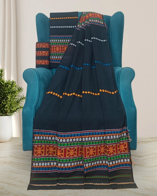 Gero design Mising mekhela sador -Black