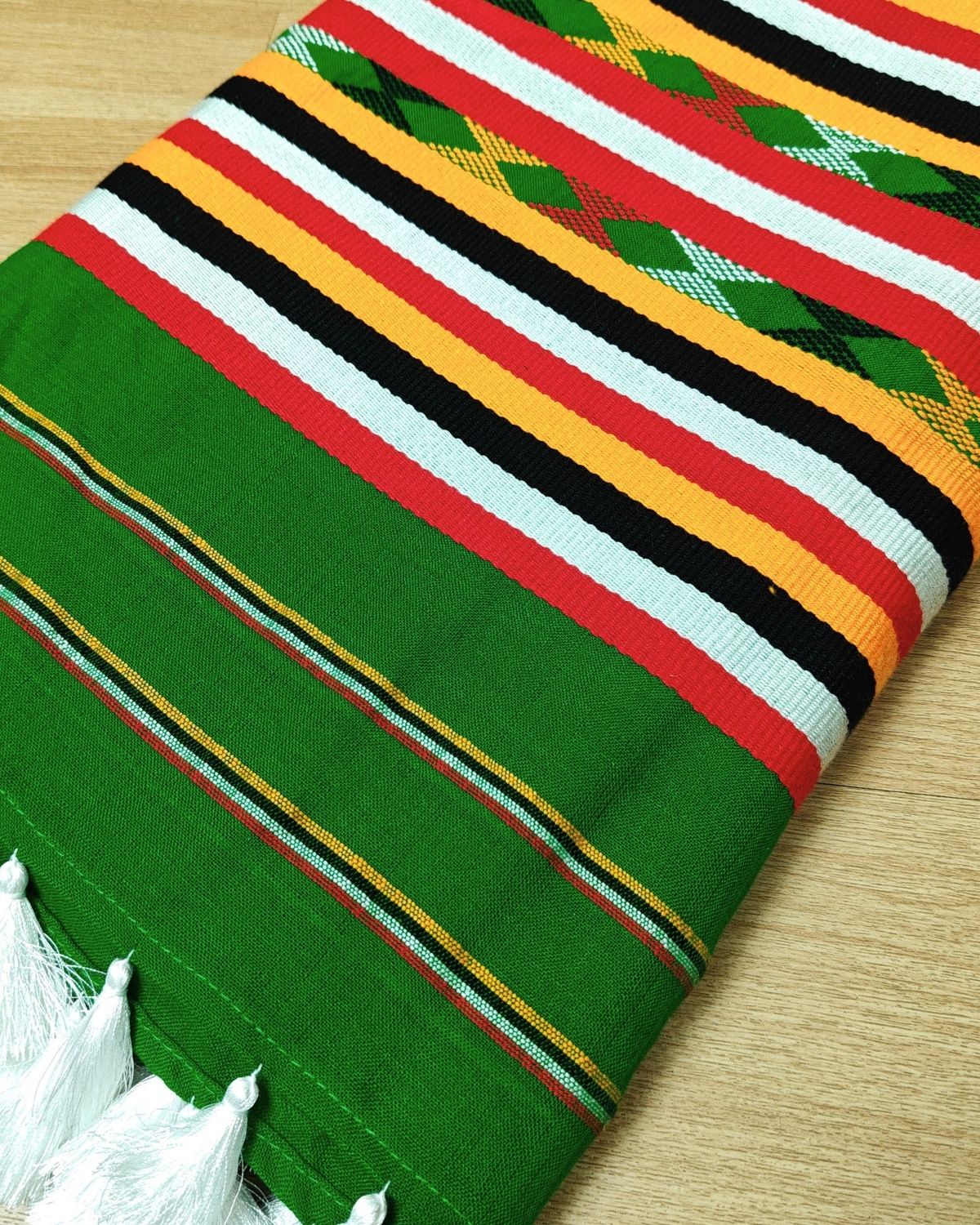 Ribi design Mising mekhela sador - Green