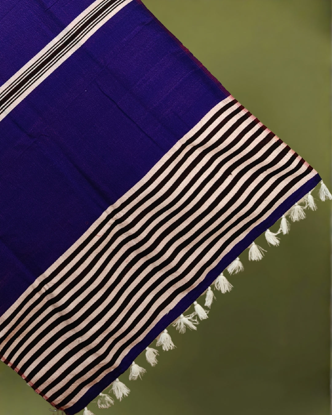 Mising Ribi design woolen Stole - Blue