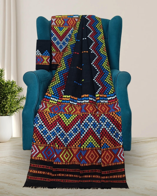 Black padmini cotton Mising mekhela sador