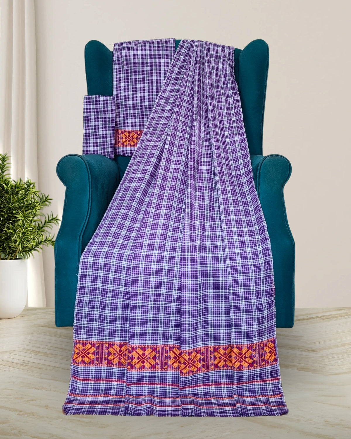 Pajok design Mising mekhela sador - Purple