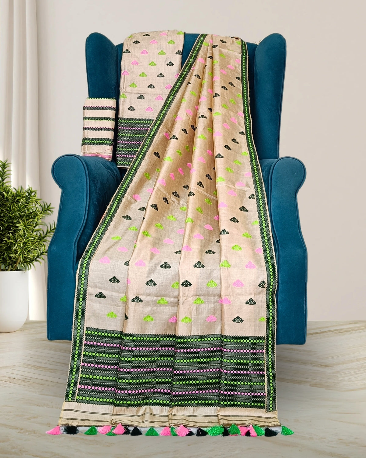 Tussar silk mekhela sador