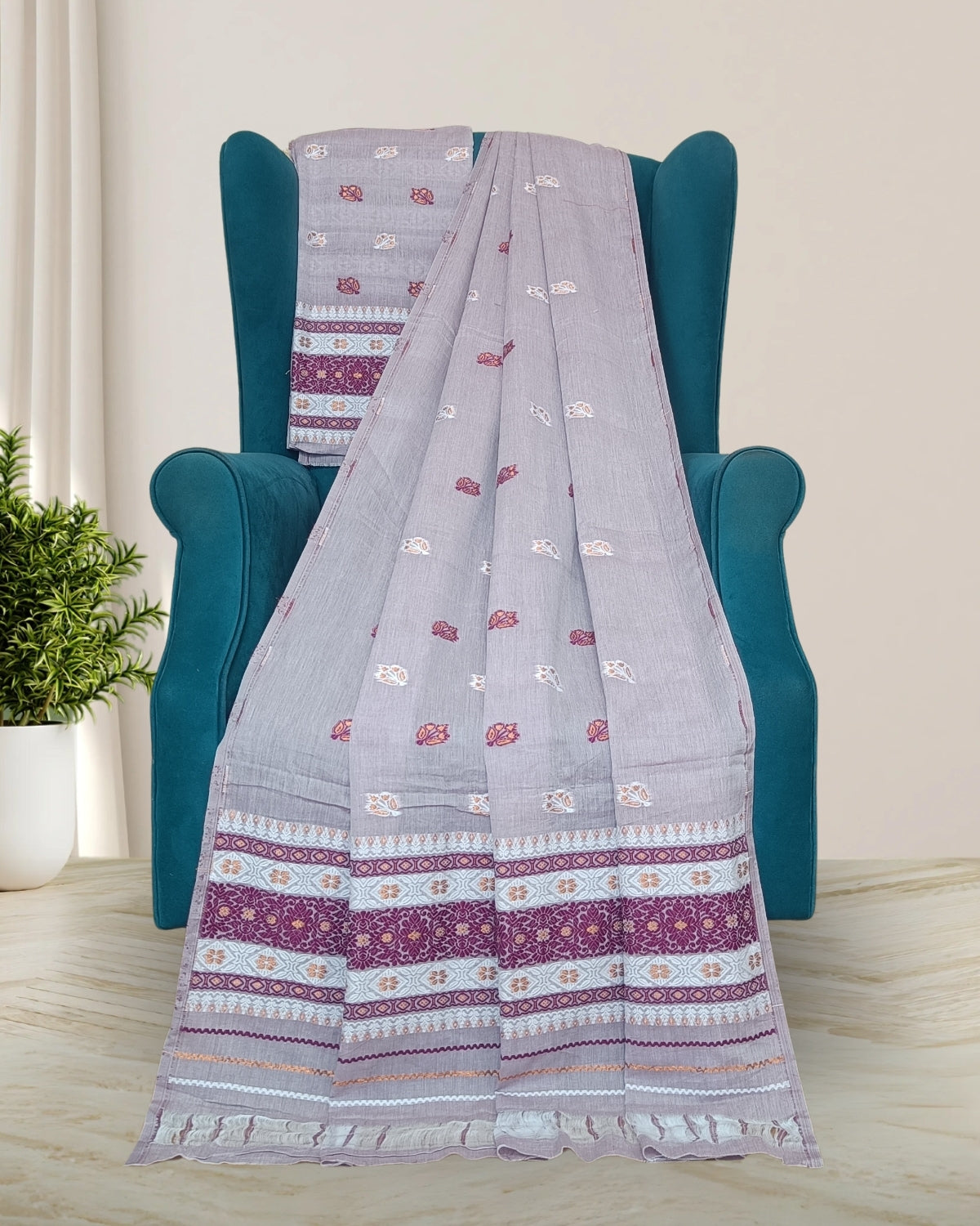 Mercerised cotton mekhela sador