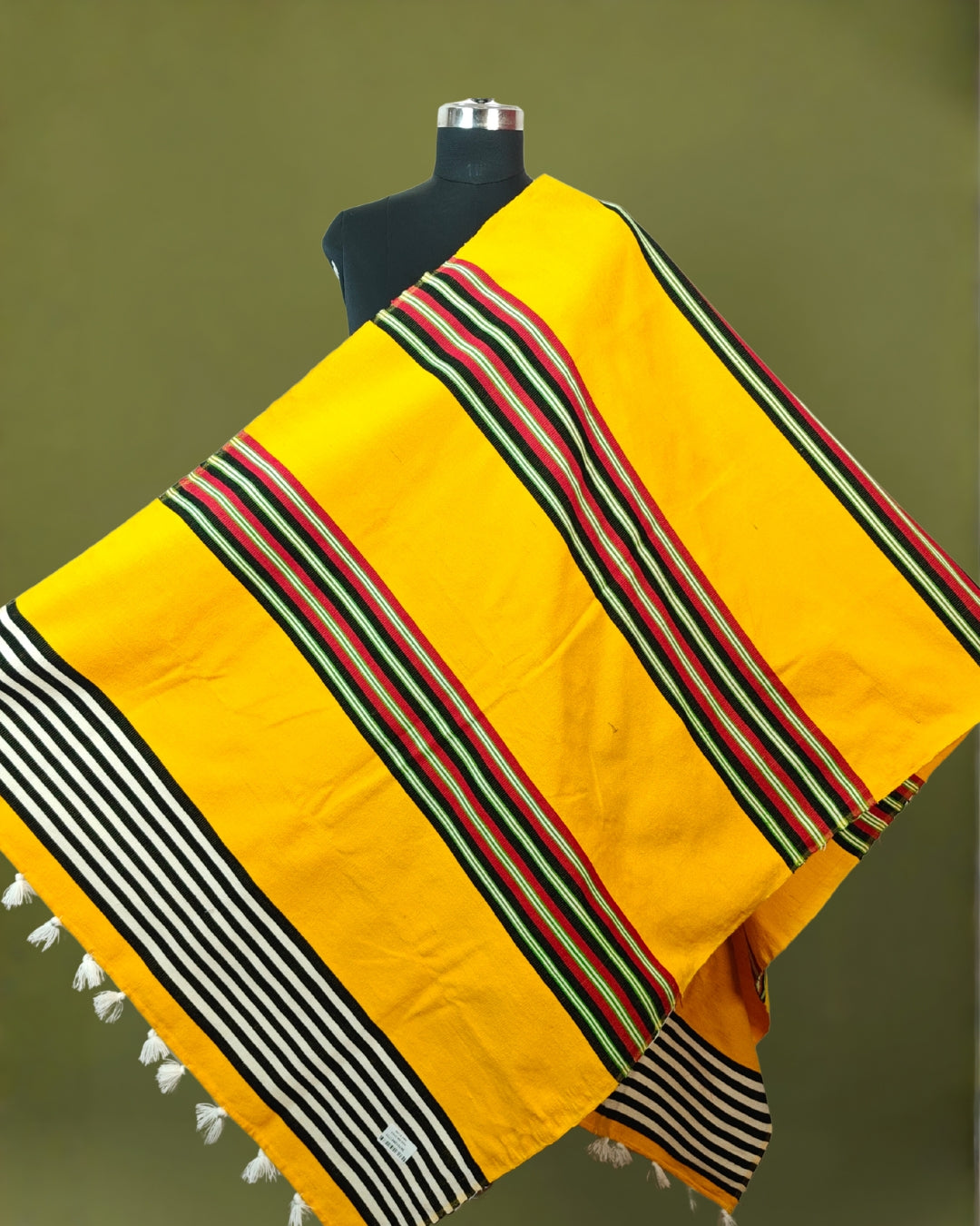 Mising Ribi design woolen Stole - Yellow