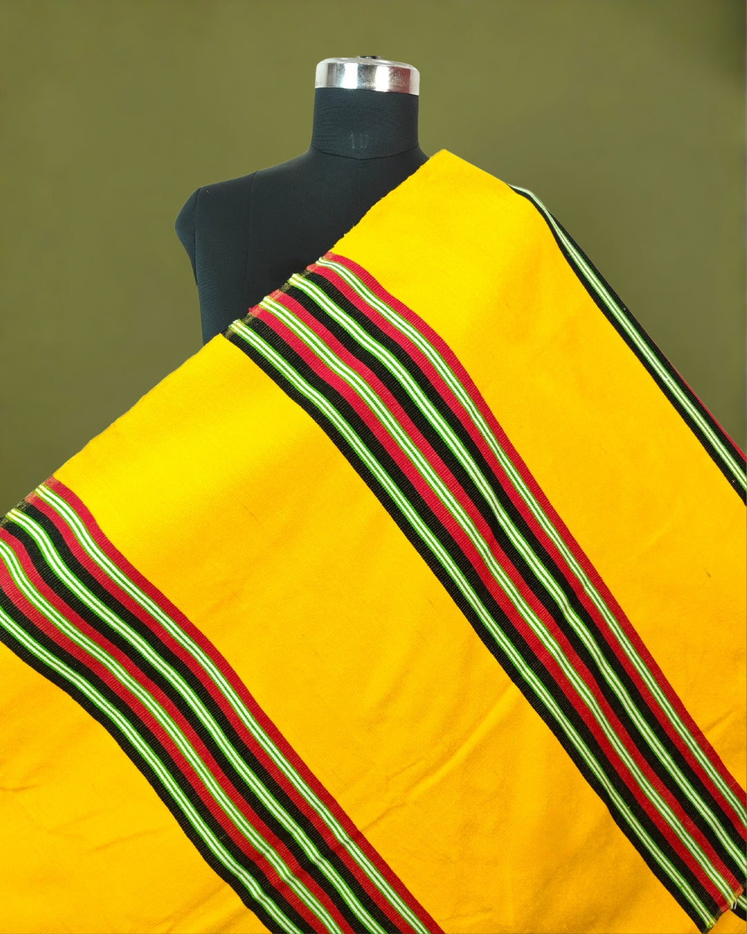 Mising Ribi design woolen Stole - Yellow