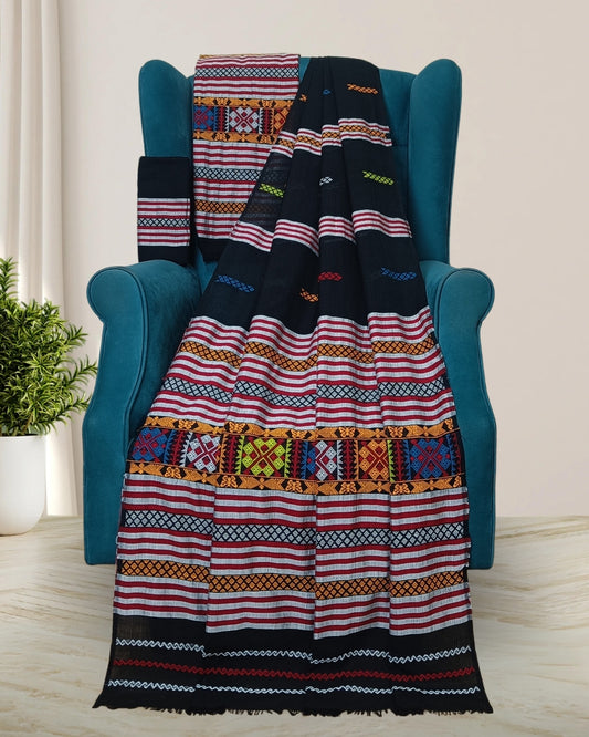 Ribi design padmini cotton Mising mekhela sador-Black