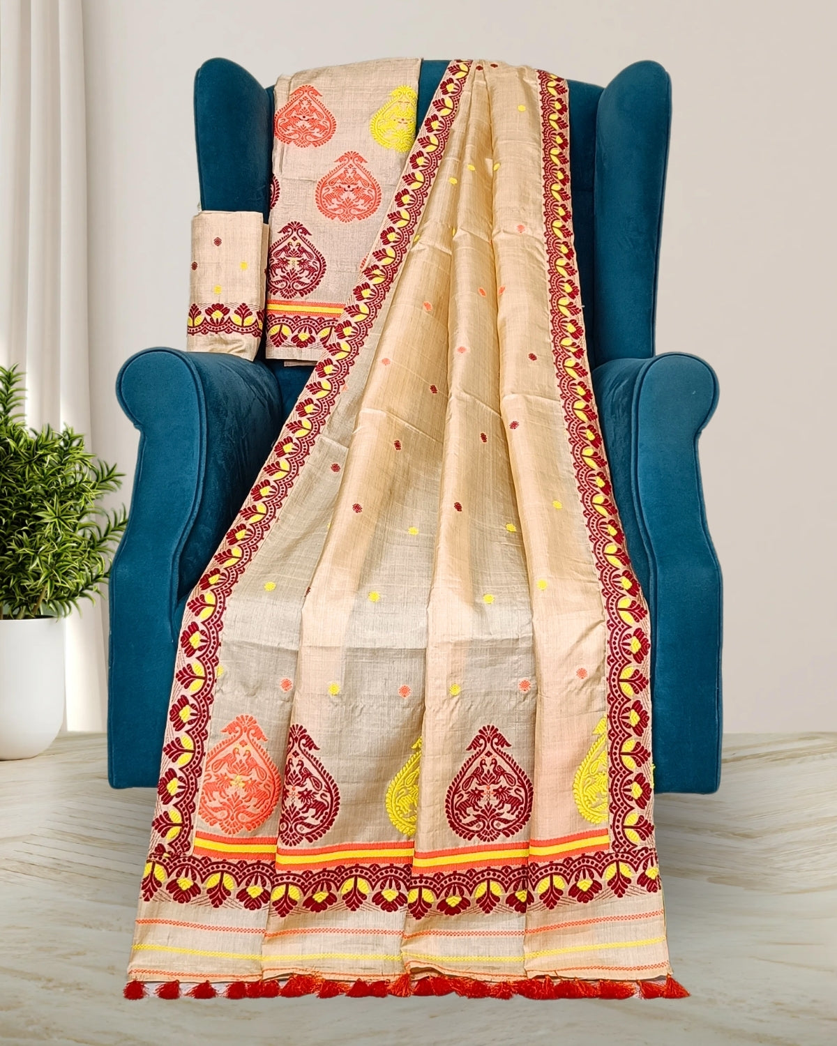Tussar silk mekhela chadar