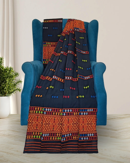 Gero design Mising mekhela sador - Black