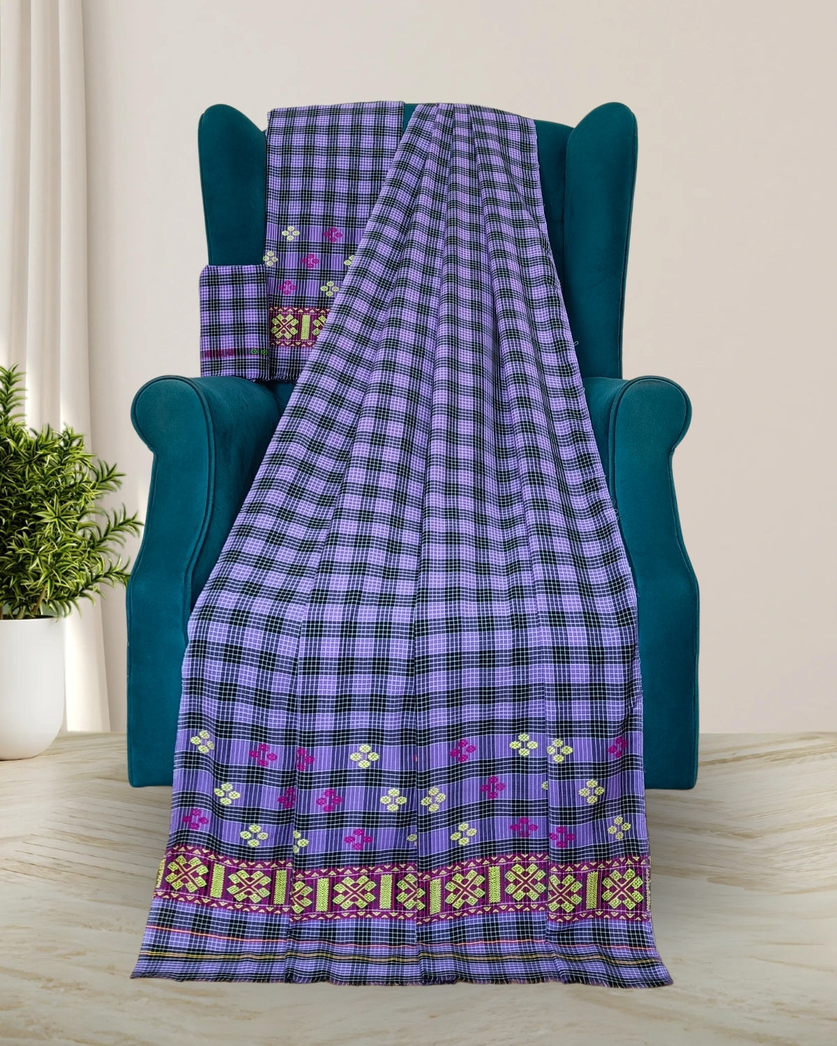Pajok design Mising mekhela sador - Purple