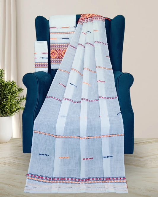 Gero design Mising mekhela sador -White