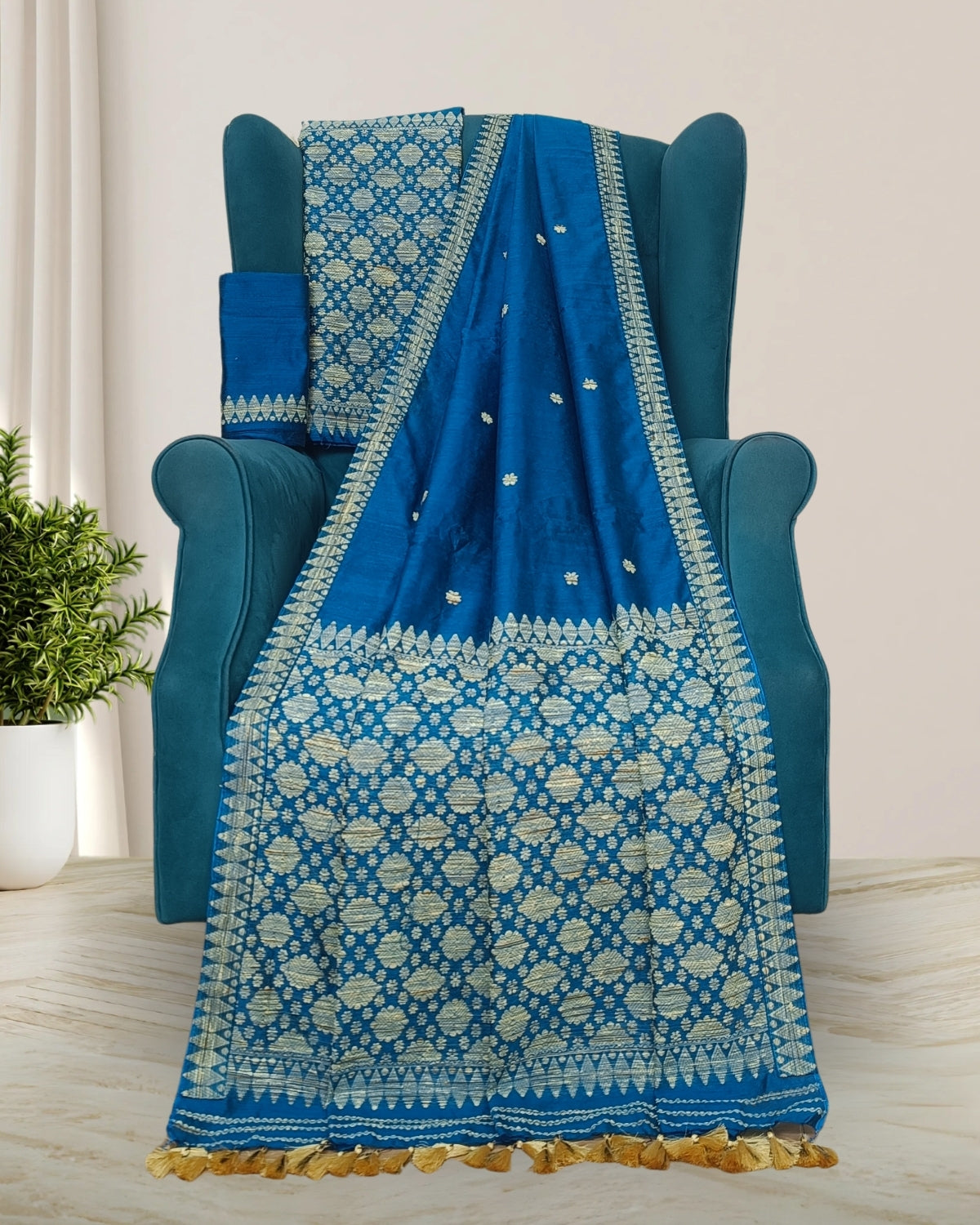 Staple cotton mekhela sador