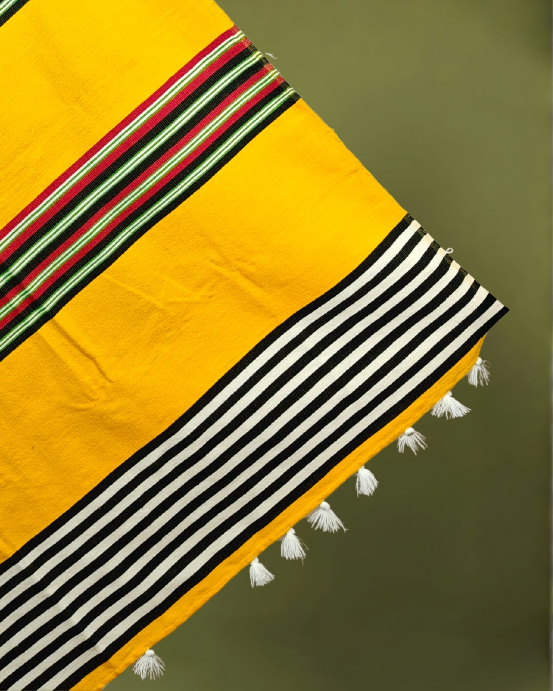 Mising Ribi design woolen Stole - Yellow