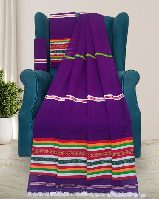 Ribi design Mising mekhela sador - Purple