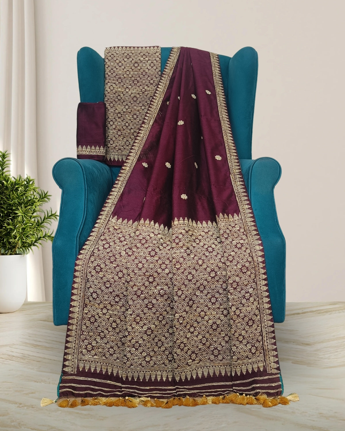 Staple cotton mekhela sador