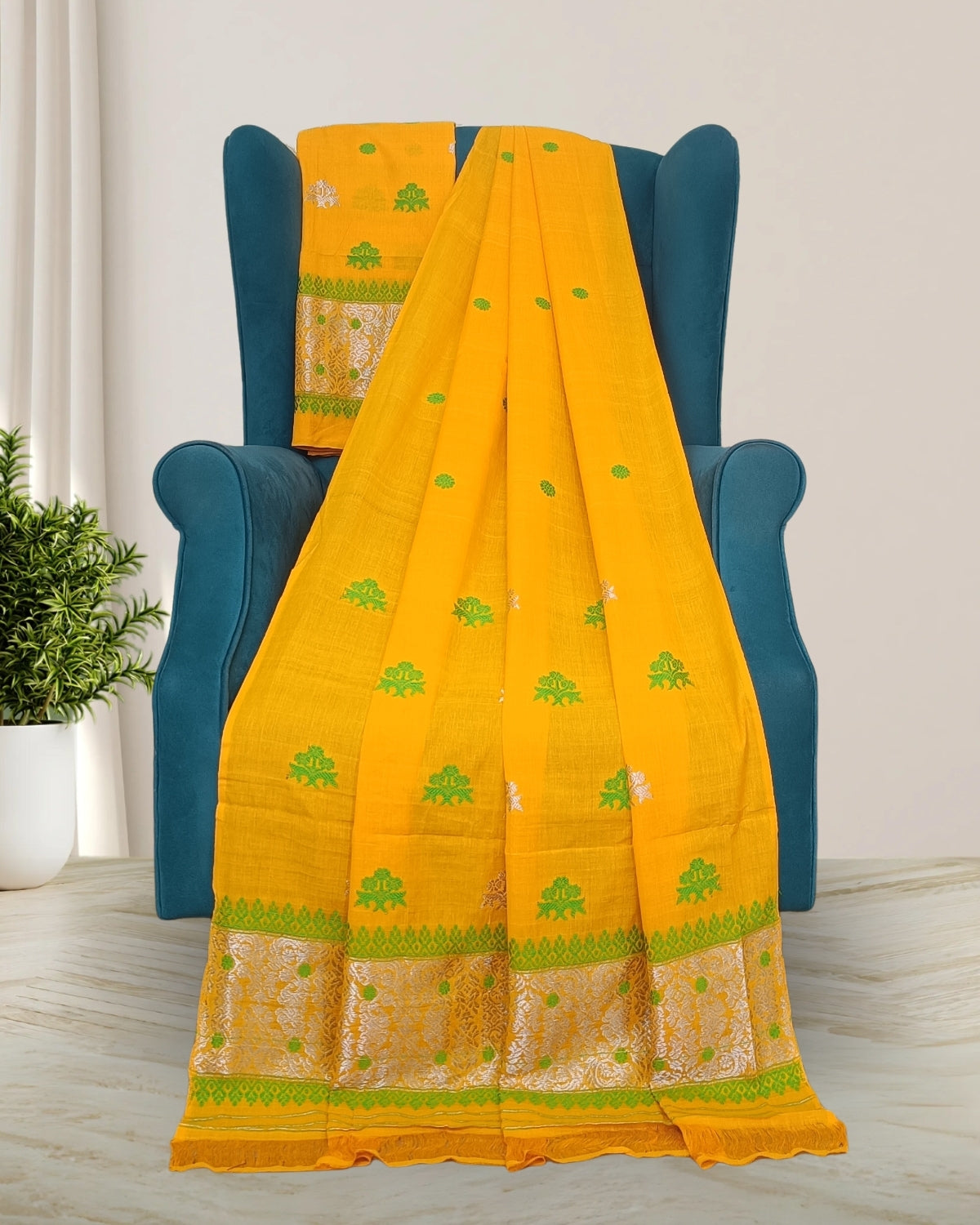 Mercerised cotton mekhela sador