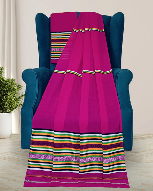 Ribi design Mising mekhela sador - Pink