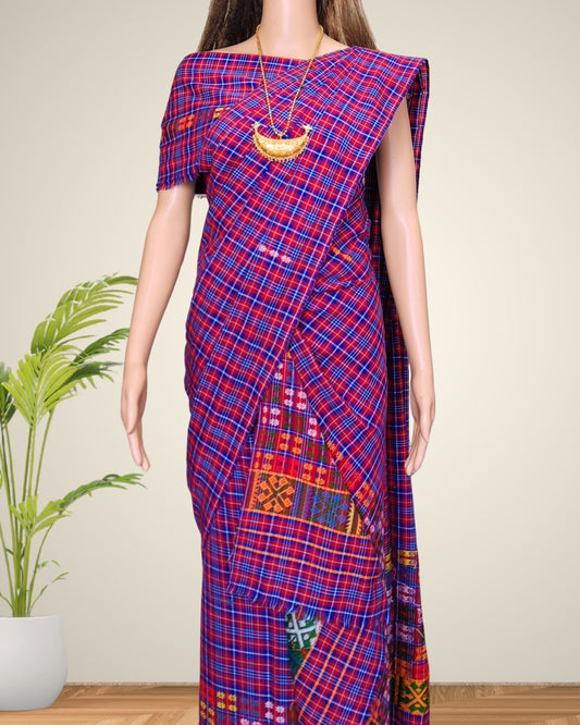Pajok design Mising mekhela sador-Pink