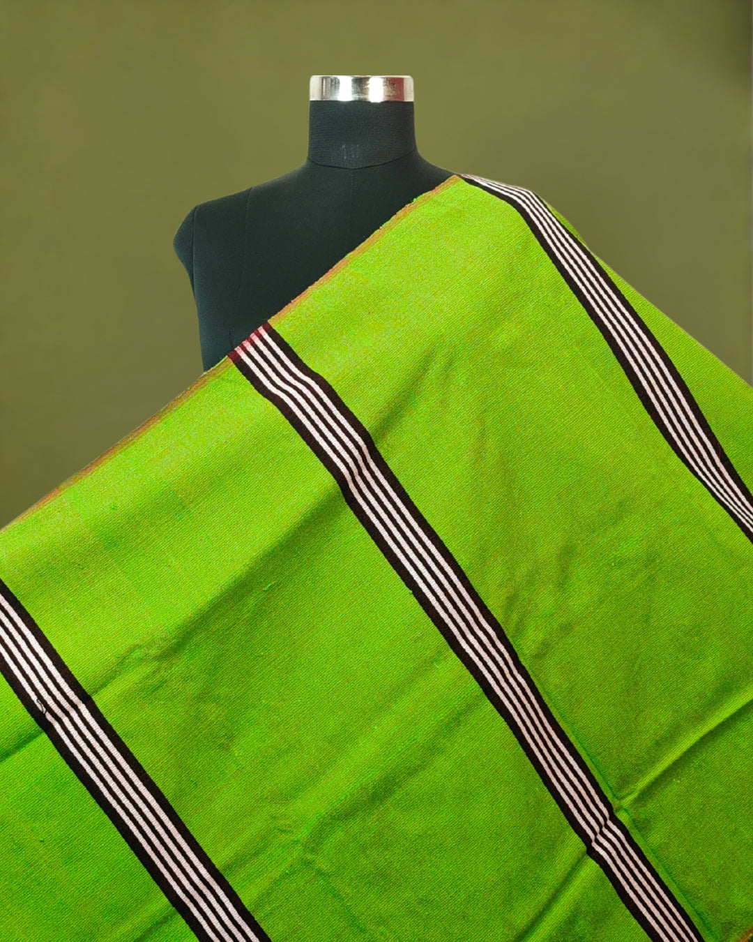 Mising Ribi design woolen Stole - Green