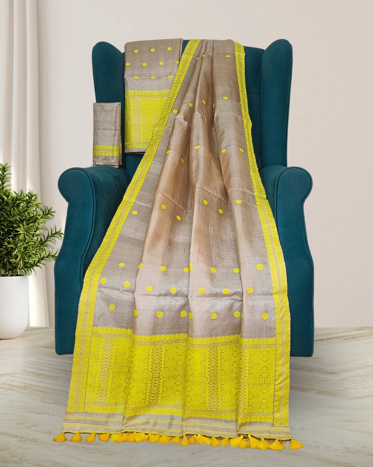 Tussar silk mekhela sador