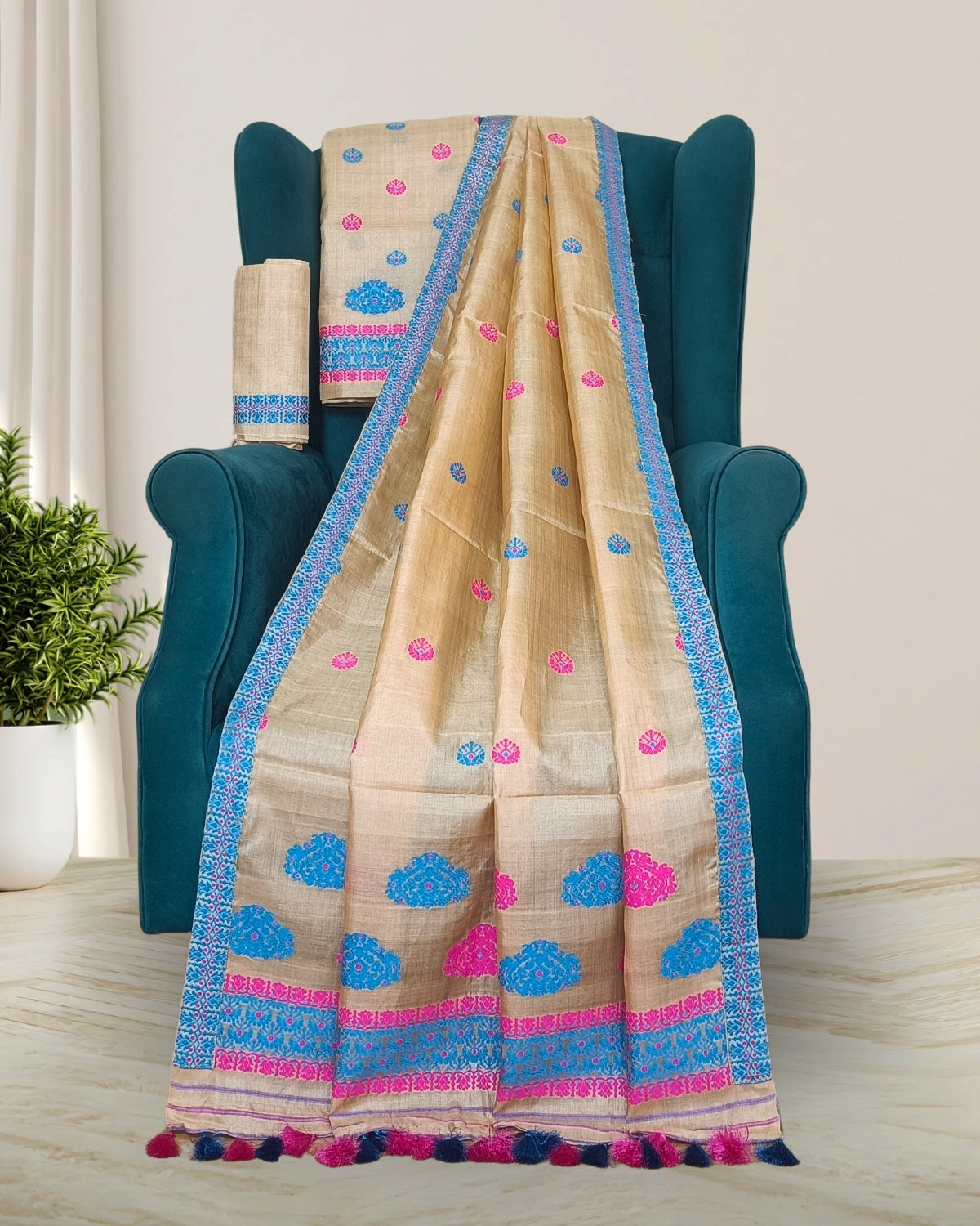 Tussar silk mekhela sador