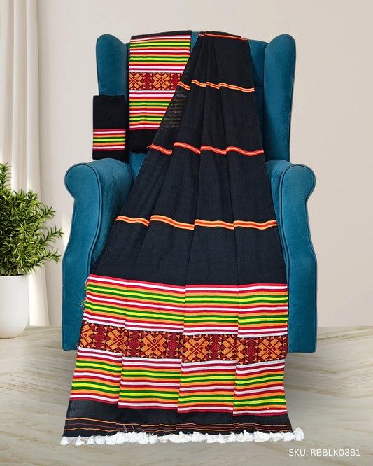 Ribi design Mising mekhela sador - Black