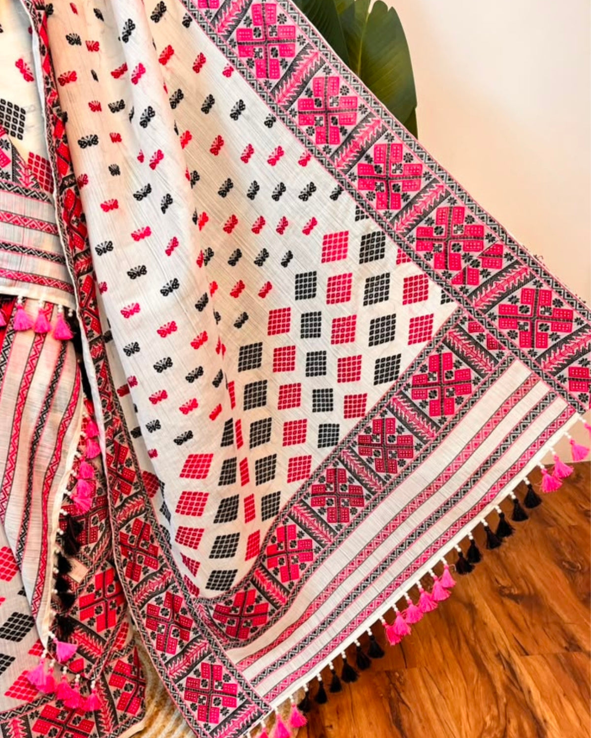 Semi nuni Mising mekhela sador- DMC motifs