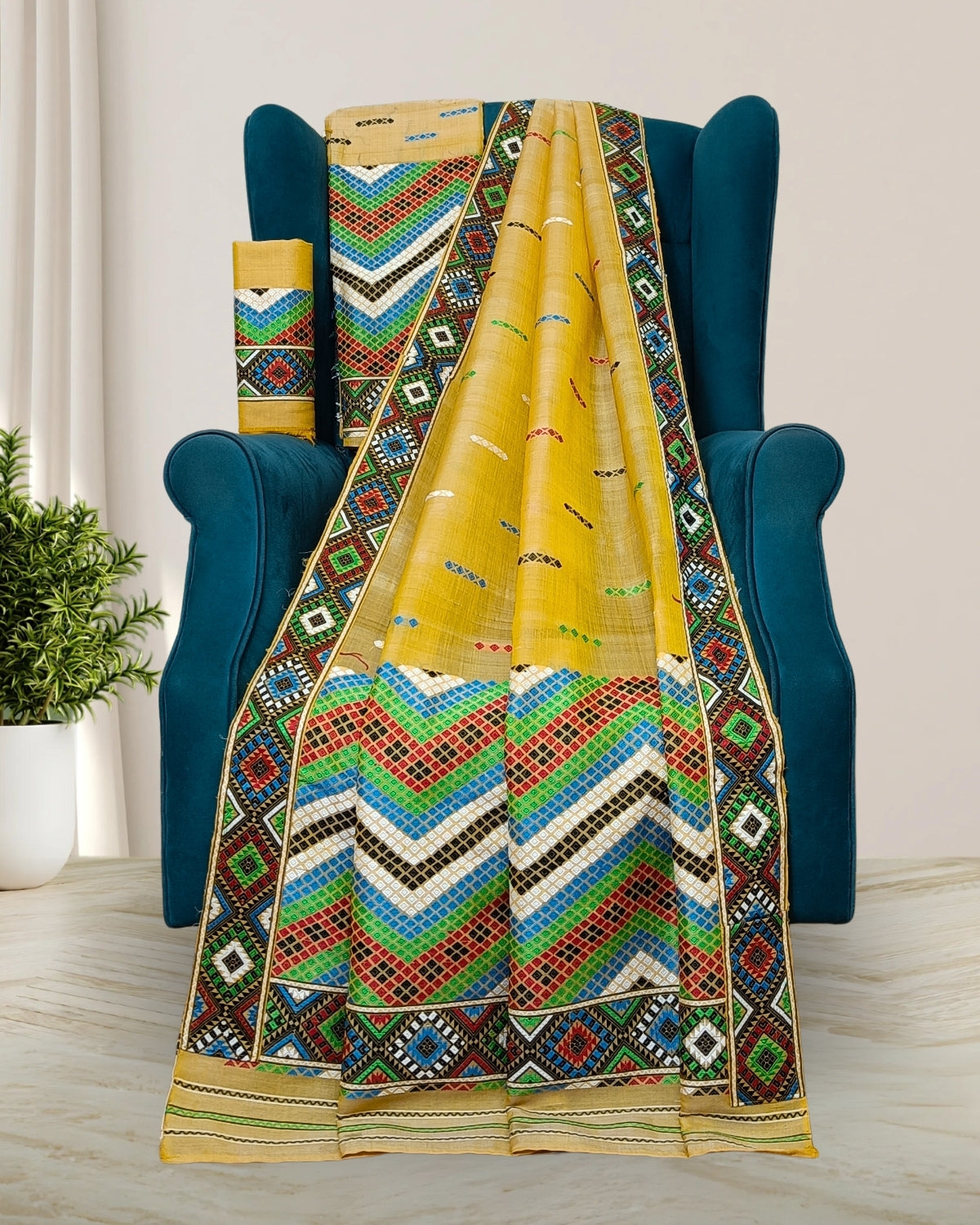 Semi nuni Mising mekhela sador- DMC motifs