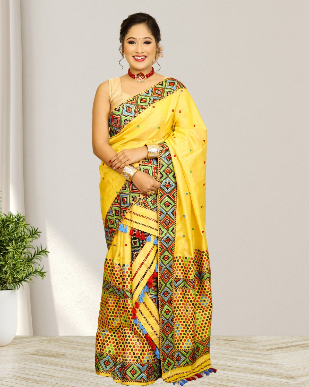 Tussar Silk by Mulberry Silk Mekhela Chadar in Mising tribal design