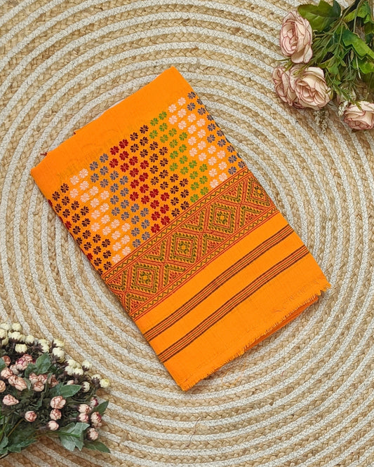 Orange padmini cotton Mising mekhela sador