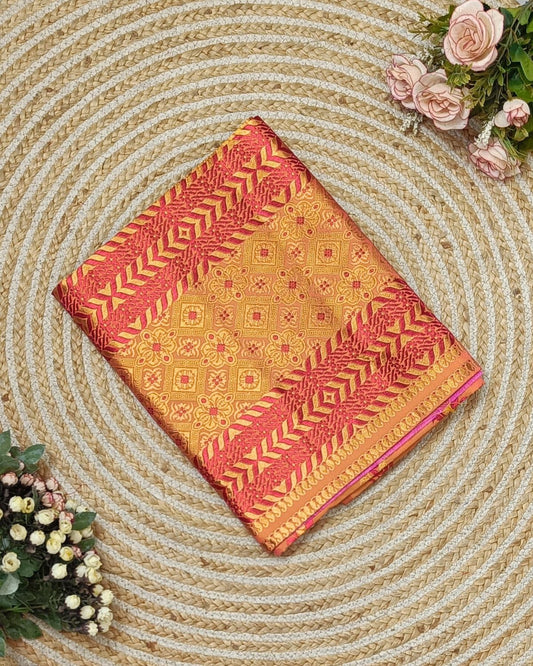 Semi paat mekhela sador with golden guna work