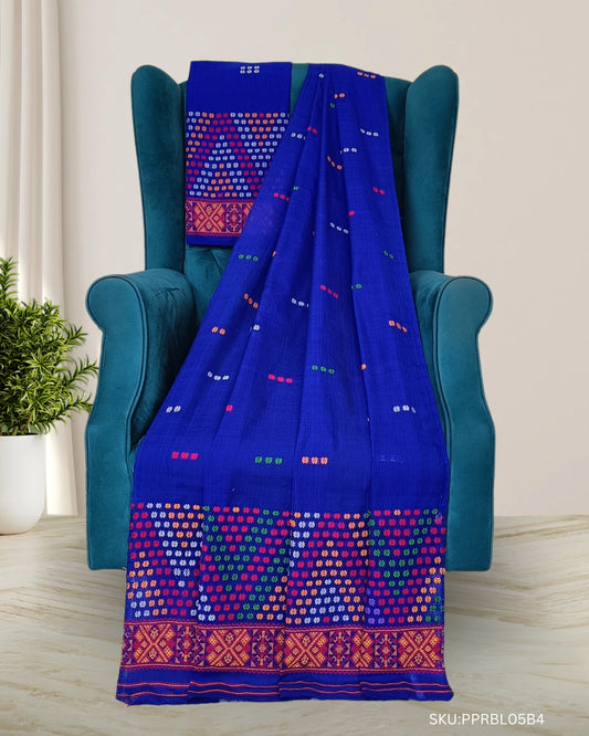 Blue padmini cotton Mising mekhela chadar