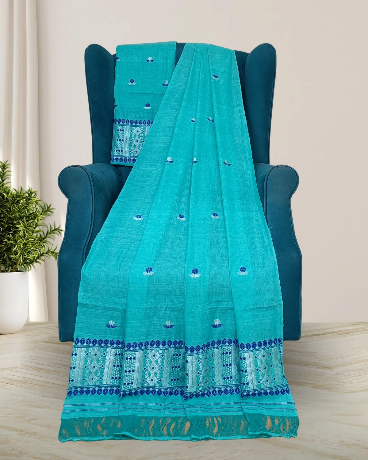 Mercerised cotton mekhela sador