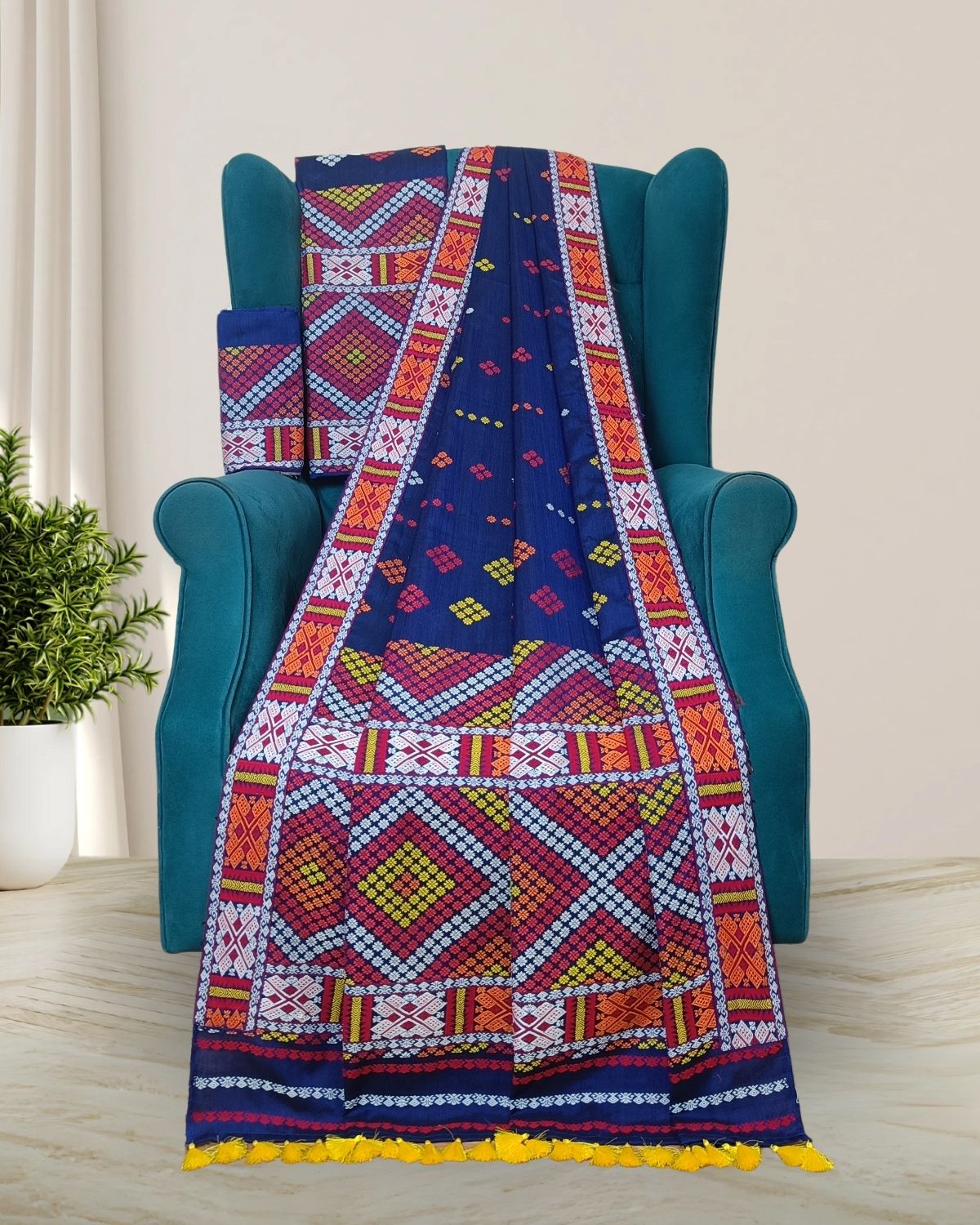 Padmini x Assam paat  mising mekhela sador- DMC motifs